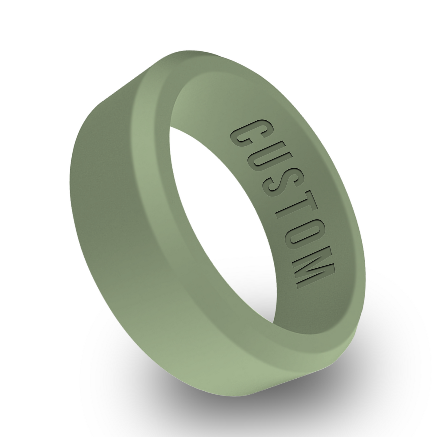 Sage Green Personalized Silicone Beveled Ring