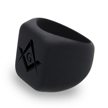 Personalized Silicone Masonic Chunky Square Signet Statement Ring