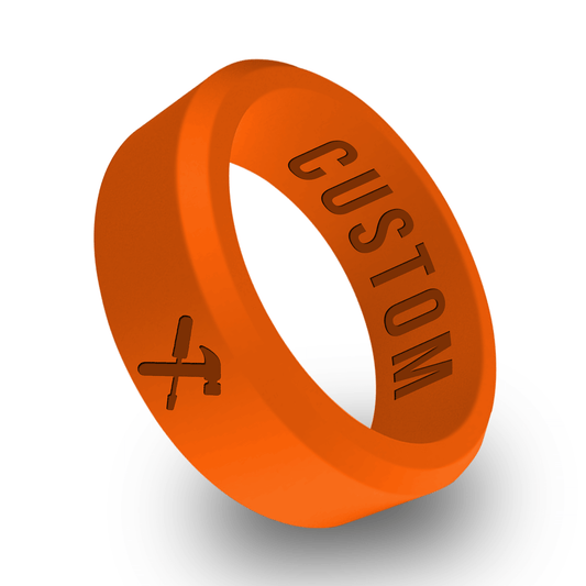 Orange Screwdriver & Hammer Ring Personalized Silicone Beveled Ring