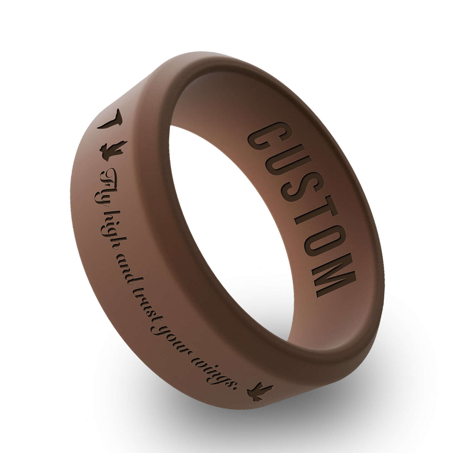 Fly High and Trust your Wings Personalized Silicone Beveled Ring