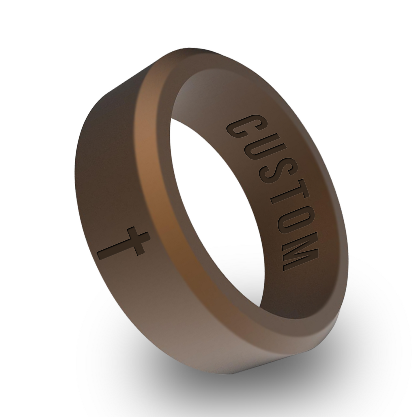 Cross Personalized Silicone Beveled Ring