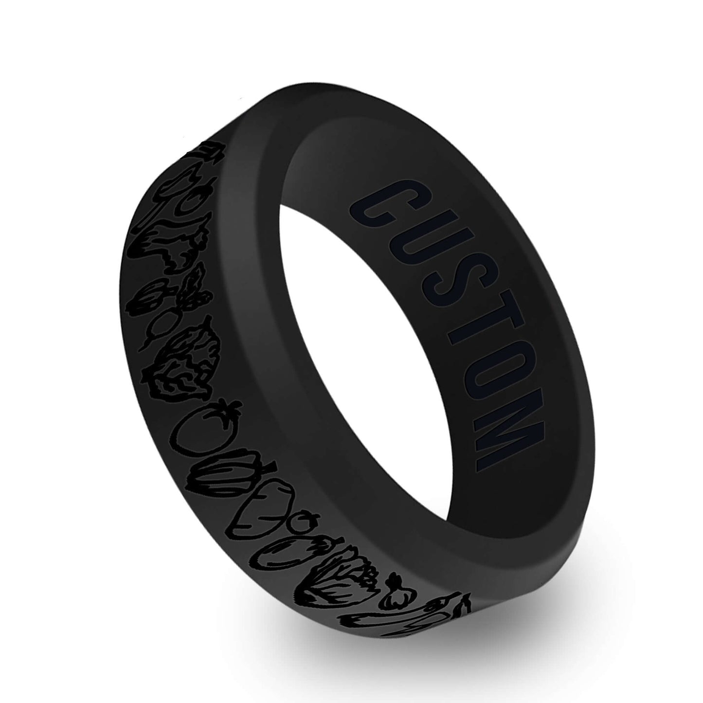 Western Vegetables Chef Personalized Silicone Beveled Ring