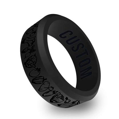 Western Vegetables Chef Personalized Silicone Beveled Ring