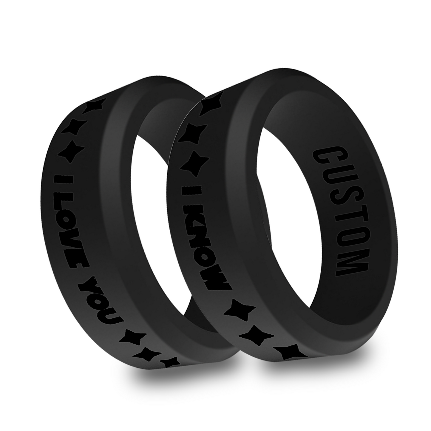 2pcs I Love You I Know Personalized Silicone Beveled Rings