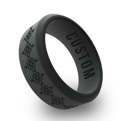 Lotus Mandala Personalized Silicone Beveled Ring