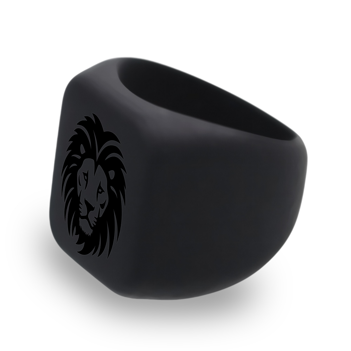 Personalized Silicone Lion Head Chunky Square Signet Statement Ring