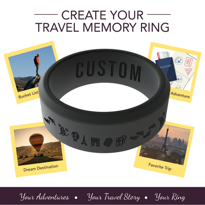 Travel Memory Adventure Ring Personalized Silicone Beveled Ring
