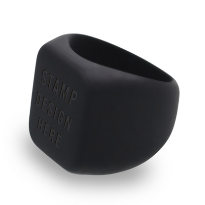Personalized Silicone Insert Your Own Stamp Design Here Square Signet Statement Ring