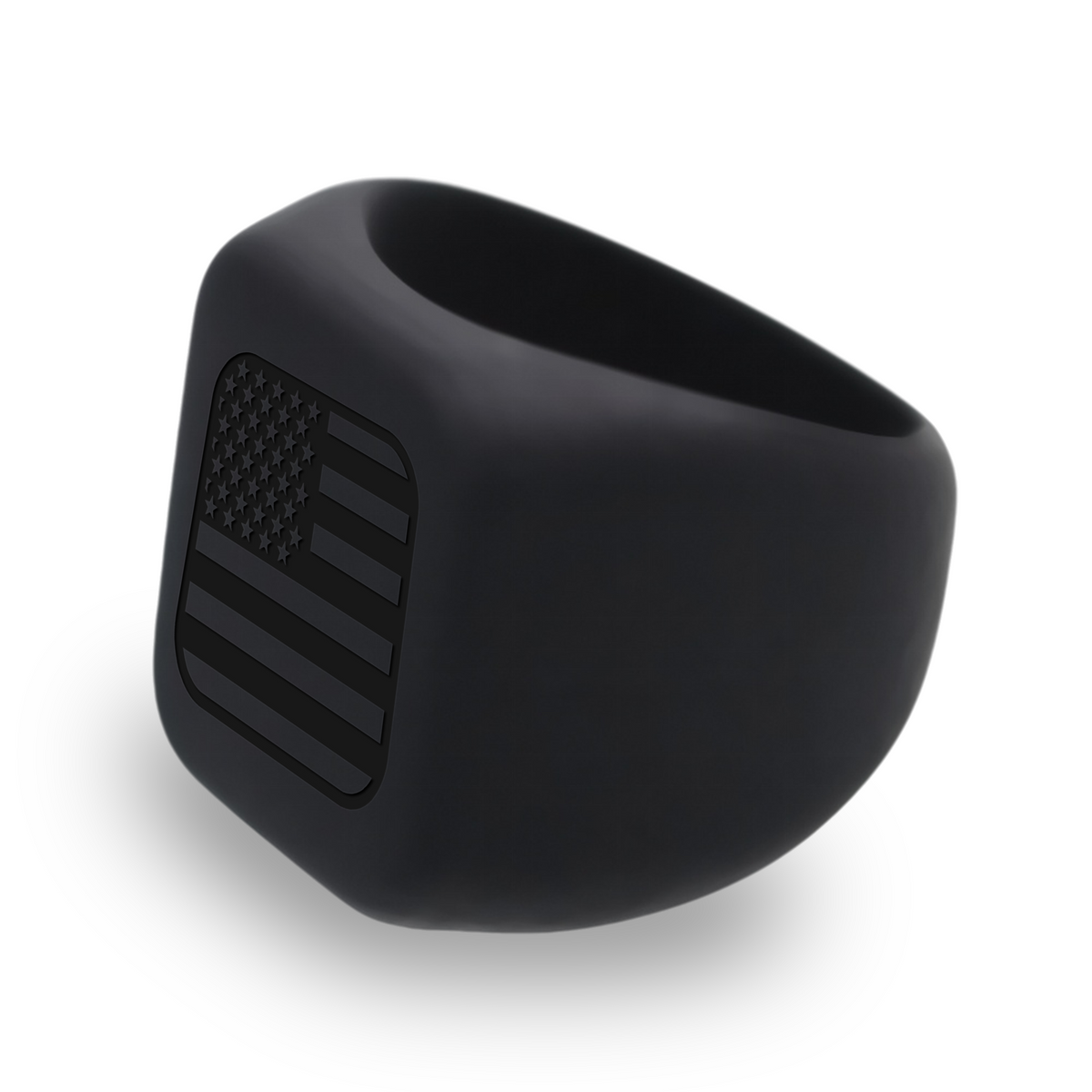 Personalized Silicone US Flag Square Signet Statement Ring