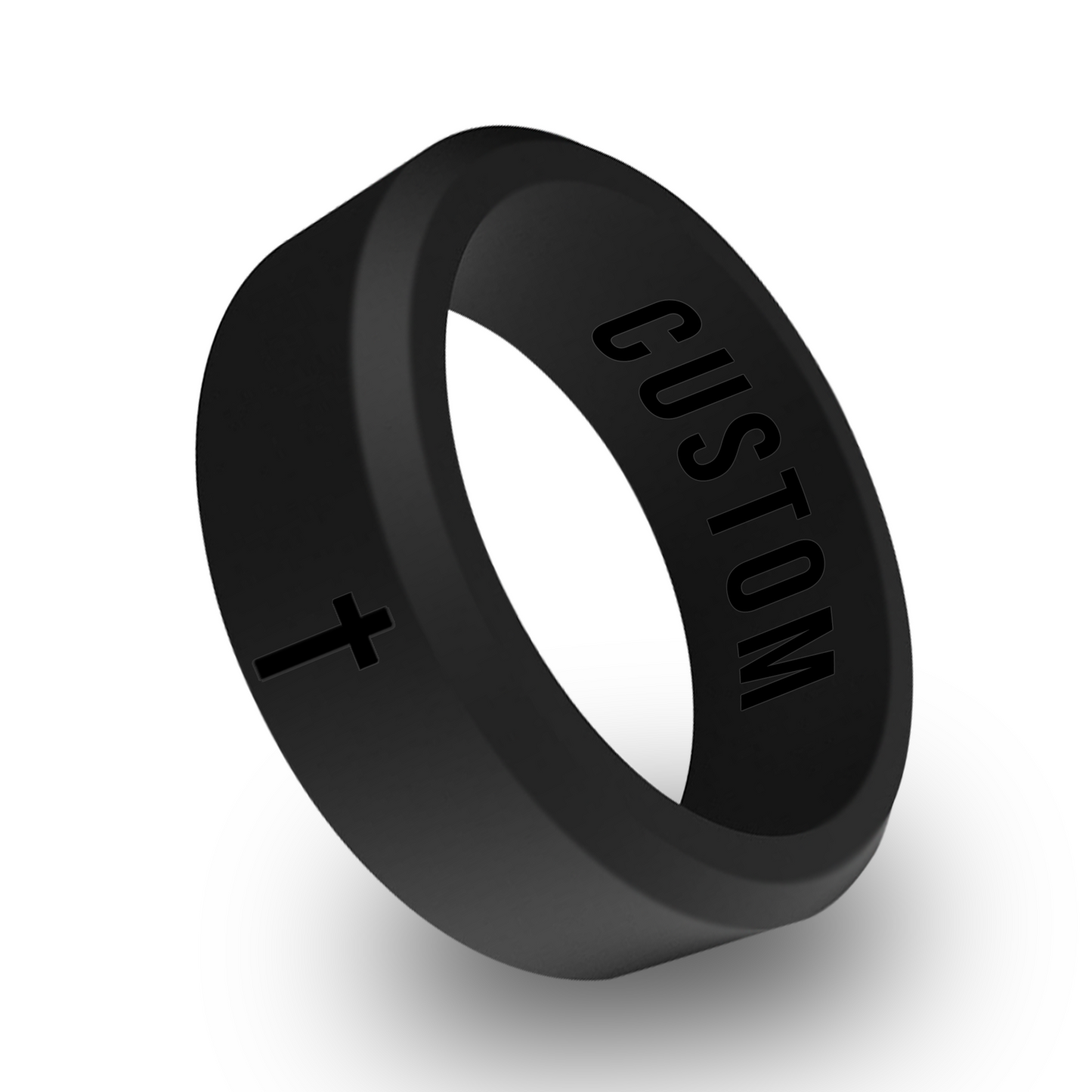 Cross Personalized Silicone Beveled Ring