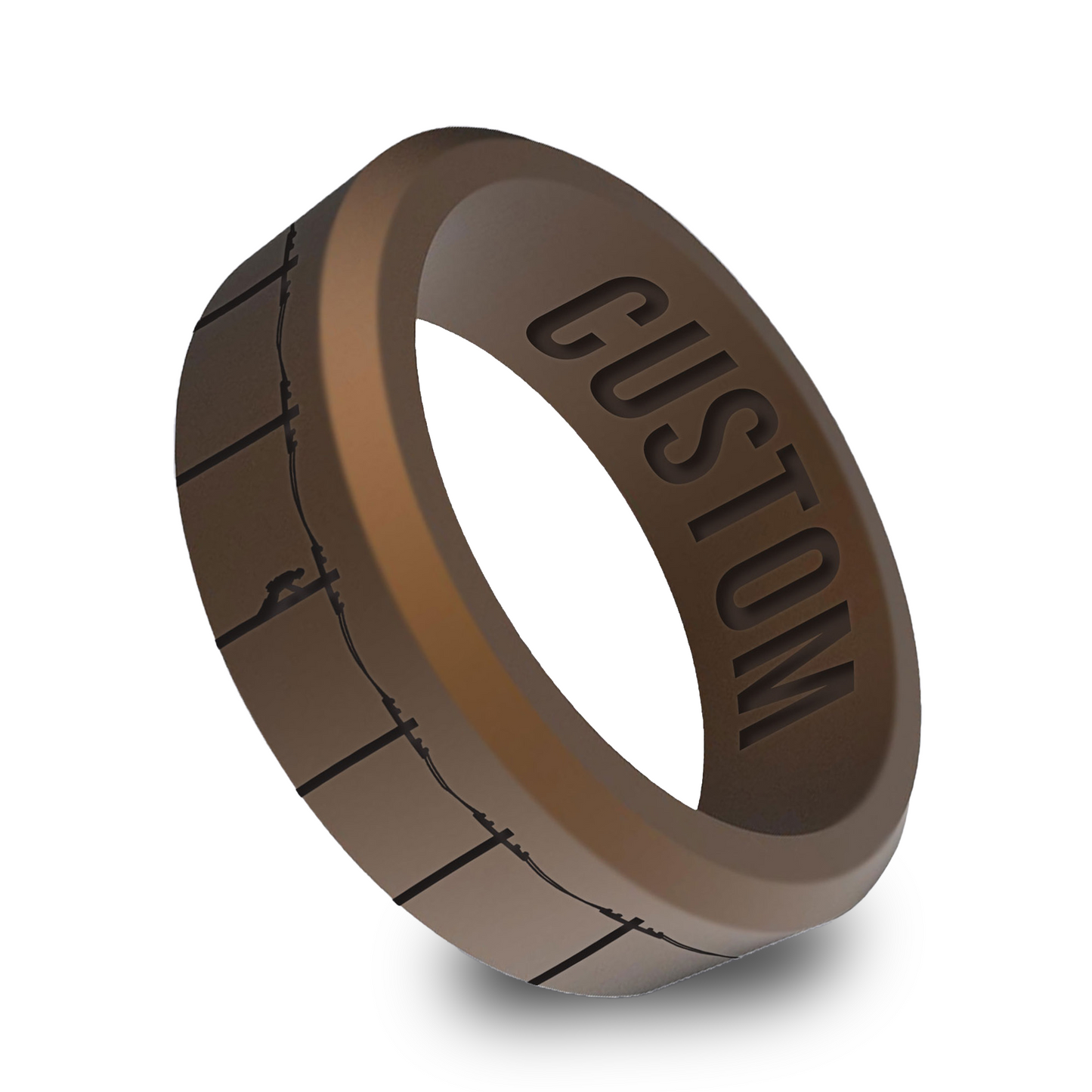 Lineman Personalized Silicone Beveled Ring
