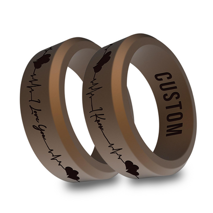 2pcs I Love You I Know Personalized Silicone Beveled Rings
