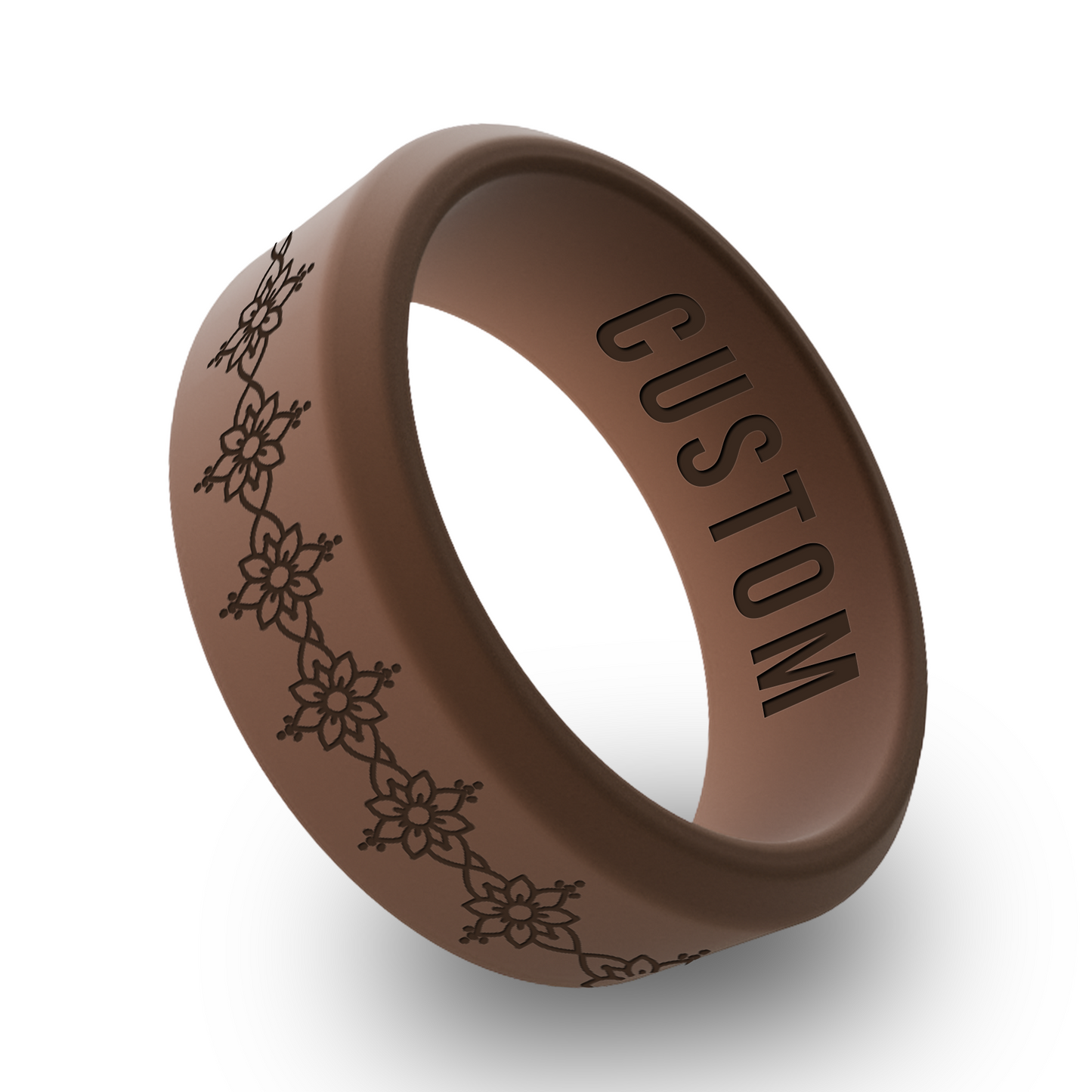 Lotus Mandala Personalized Silicone Beveled Ring