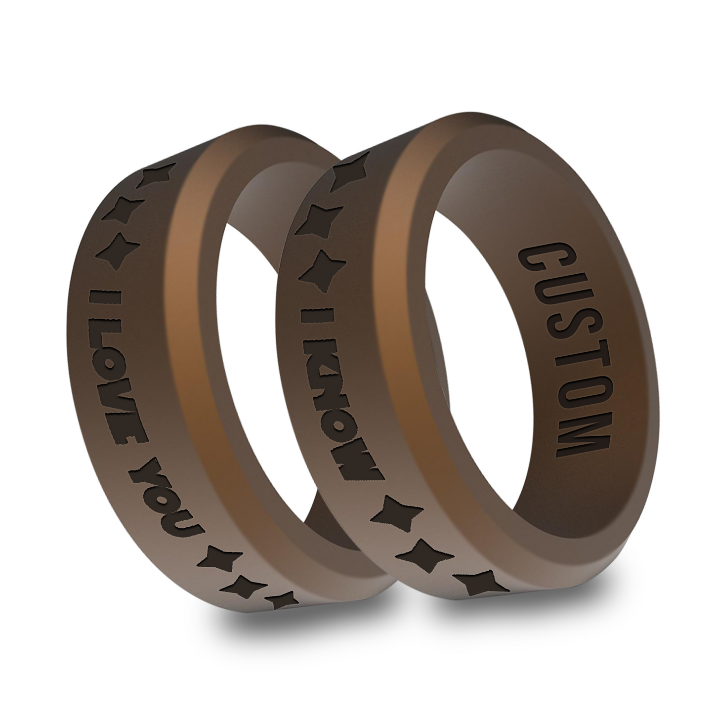 2pcs I Love You I Know Personalized Silicone Beveled Rings