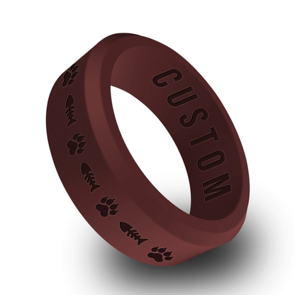 Cat Paw and Fish Bone Personalized Silicone Beveled Ring