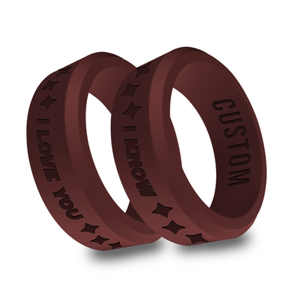 2pcs I Love You I Know Personalized Silicone Beveled Rings