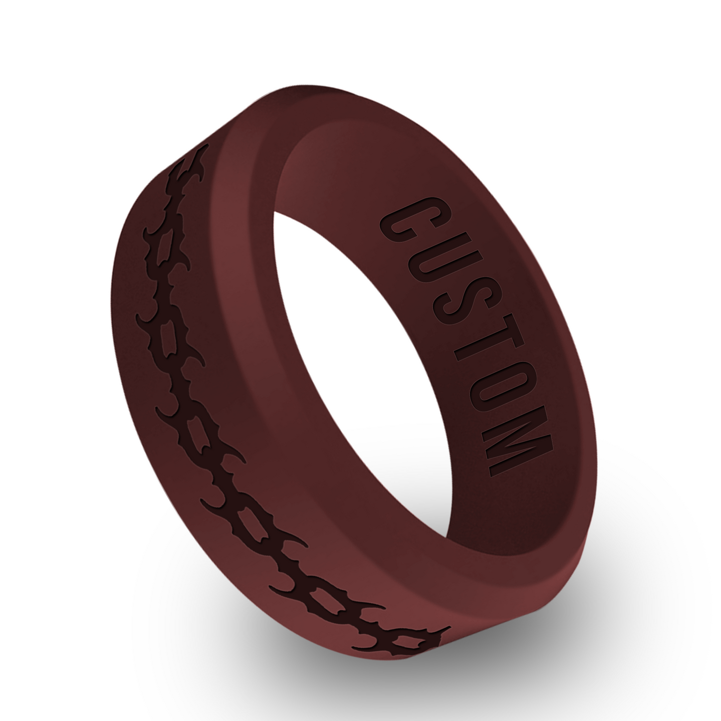 Spike Chain Personalized Silicone Beveled Ring