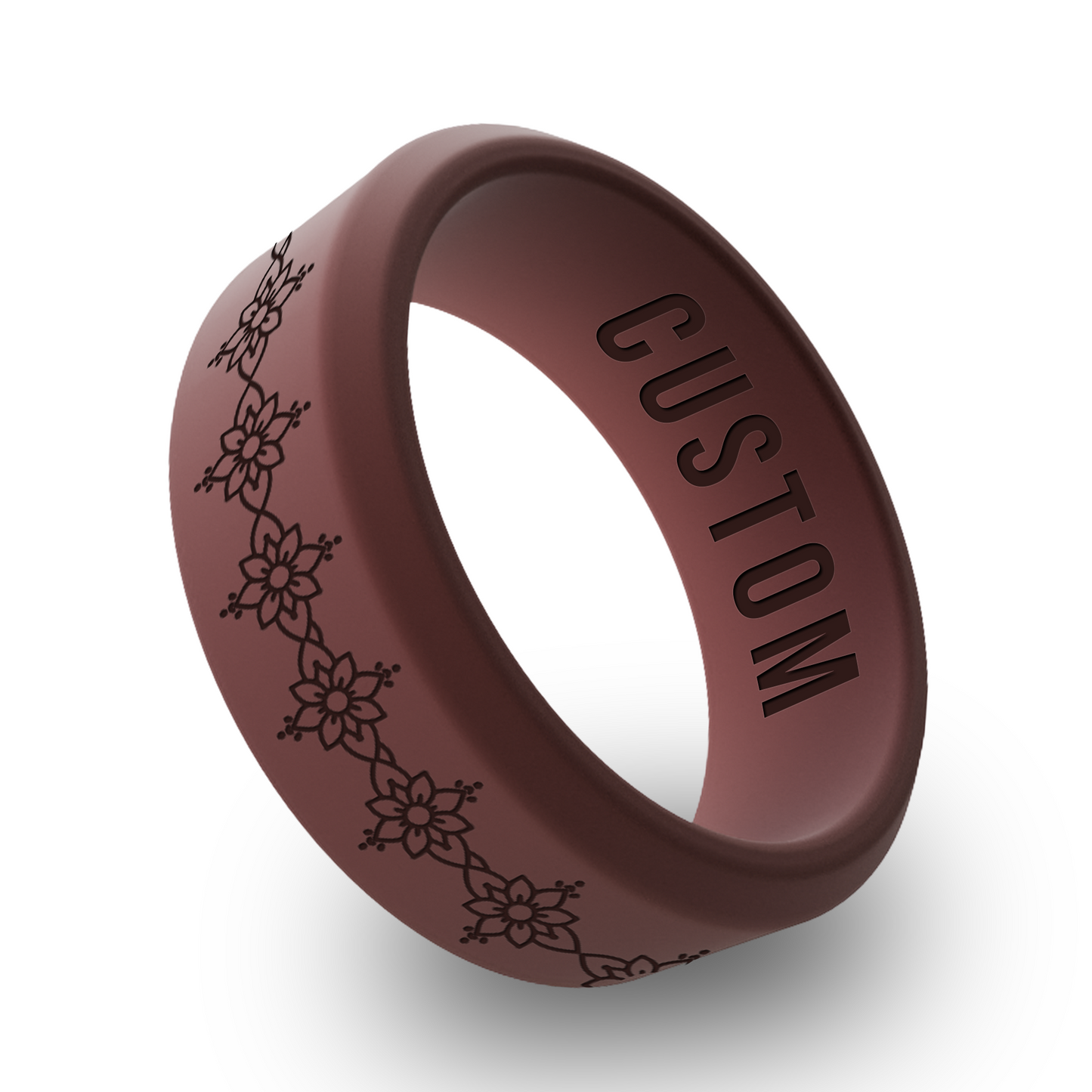 Lotus Mandala Personalized Silicone Beveled Ring