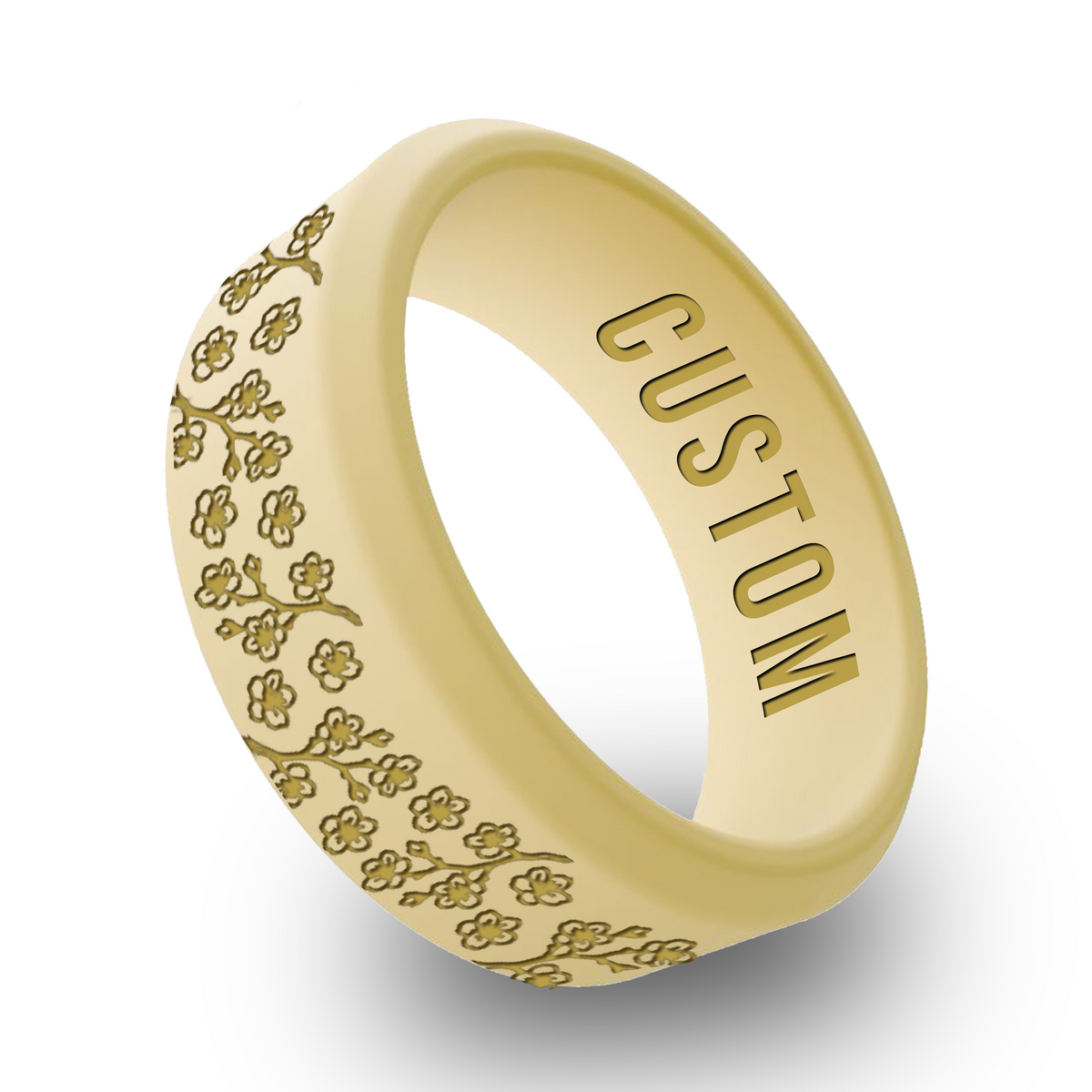 Cherry Blossom  Personalized Silicone Beveled Ring