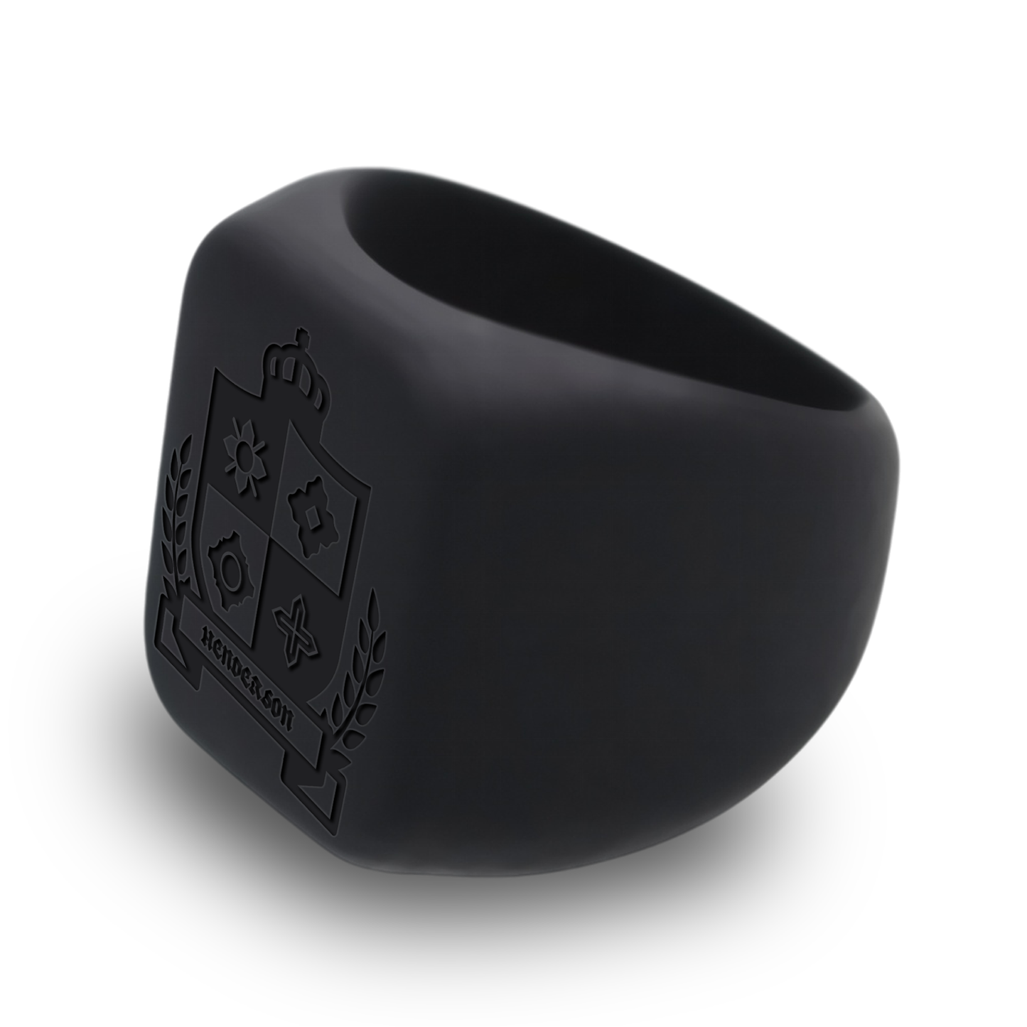 Personalized Silicone Family Crest Chunky Square Signet Statement Ring