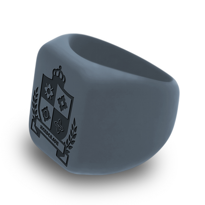 Personalized Silicone Family Crest Chunky Square Signet Statement Ring