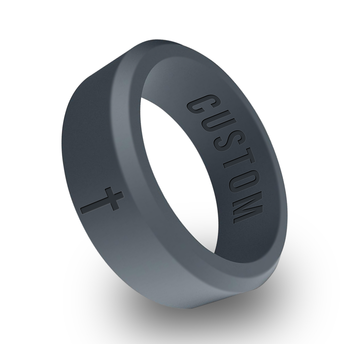 Cross Personalized Silicone Beveled Ring