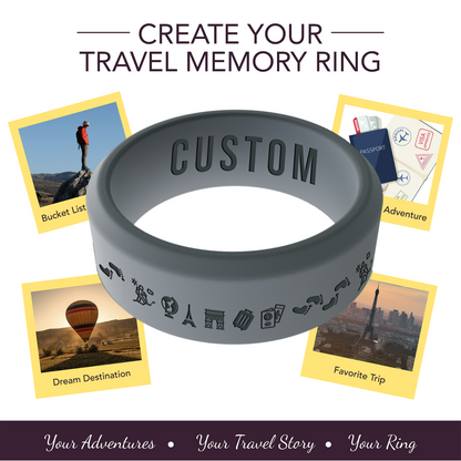 Travel Memory Adventure Ring Personalized Silicone Beveled Ring