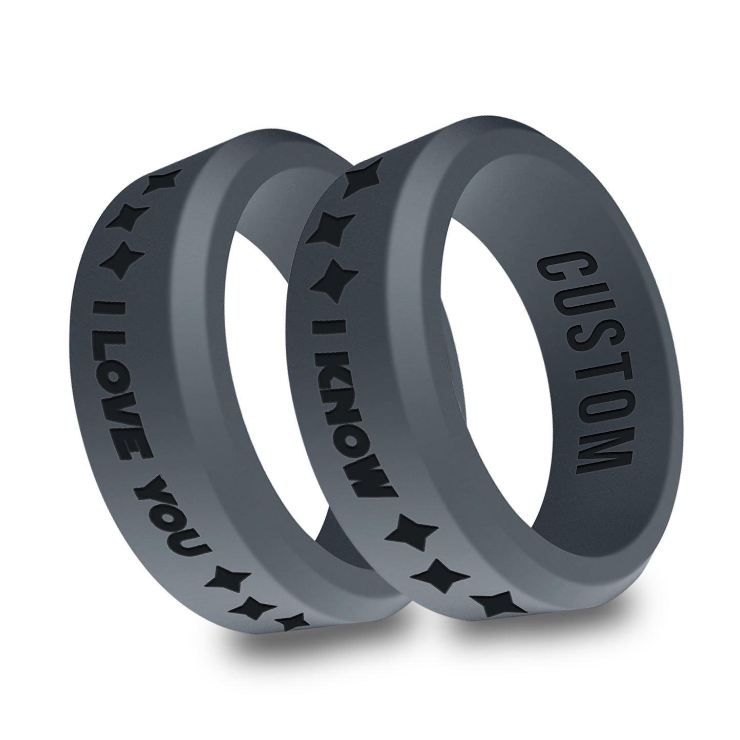 2pcs I Love You I Know Personalized Silicone Beveled Rings
