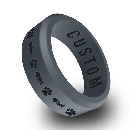 Cat Paw and Fish Bone Personalized Silicone Beveled Ring