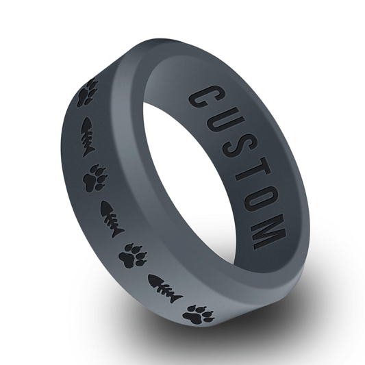 Cat Paw and Fish Bone Personalized Silicone Beveled Ring