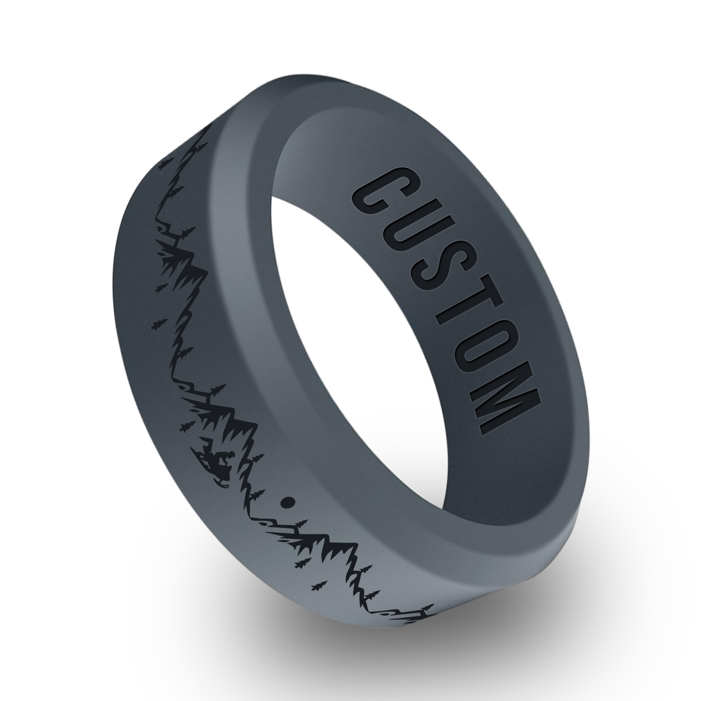 Snowmobile Personalized Silicone Beveled Ring