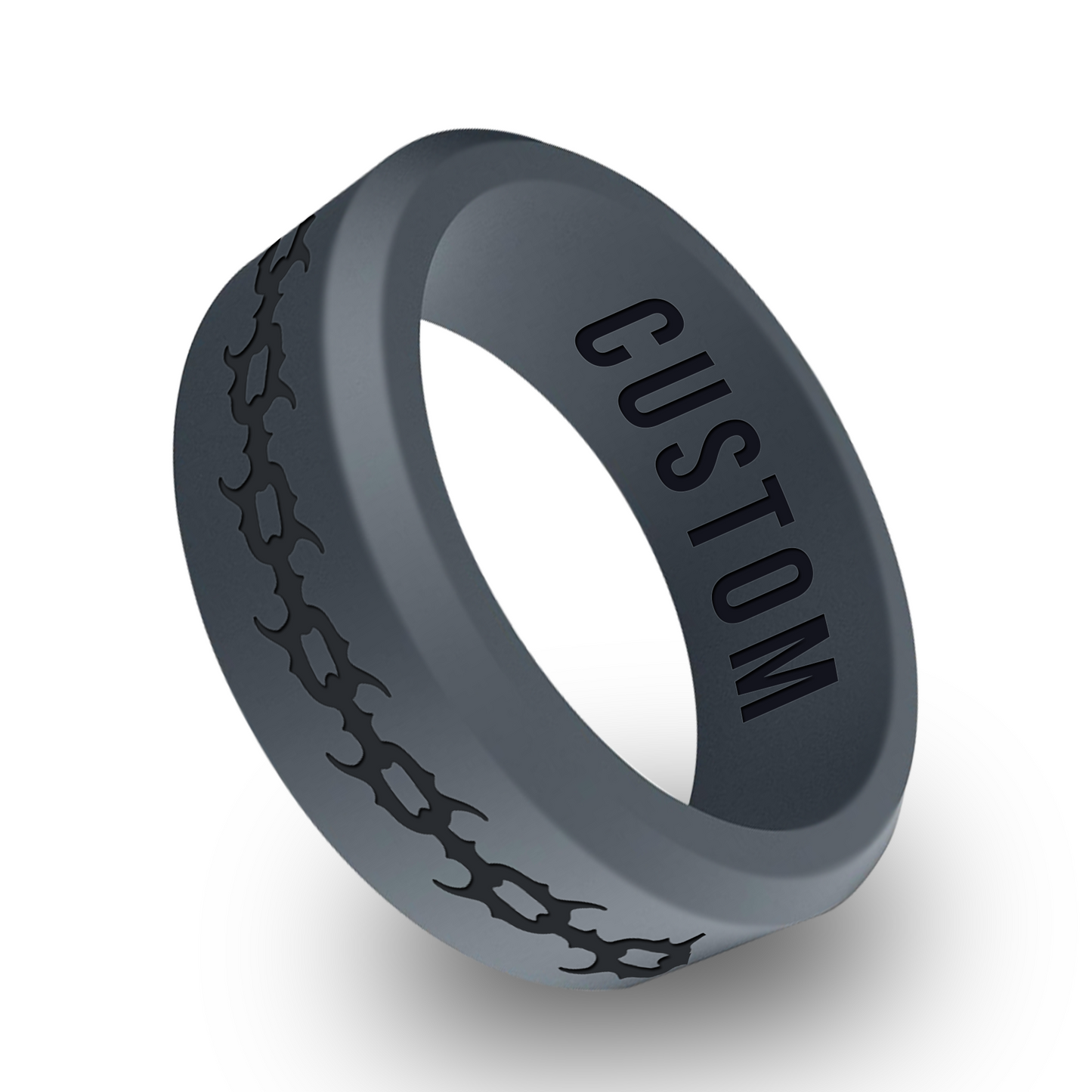 Spike Chain Personalized Silicone Beveled Ring