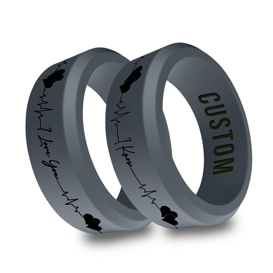 2pcs I Love You I Know Personalized Silicone Beveled Rings