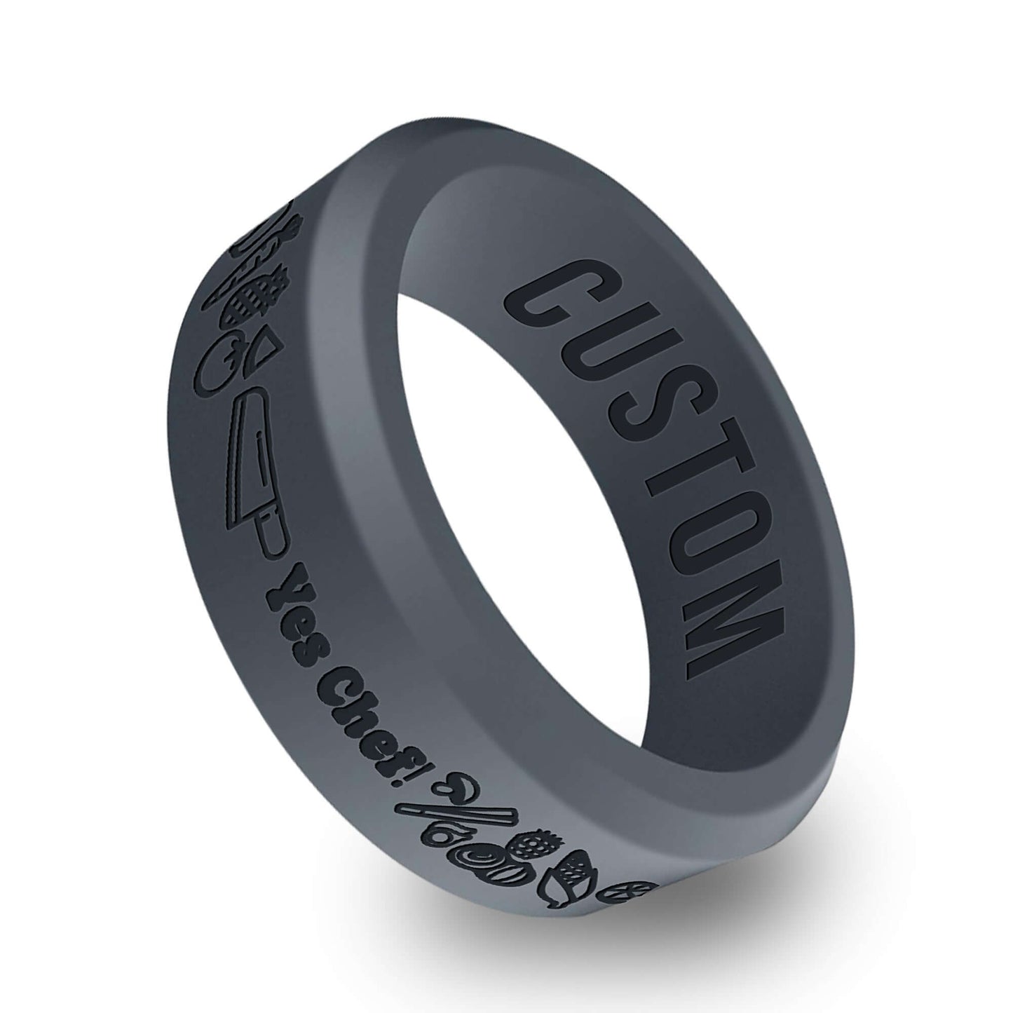 Yes Chef Personalized Silicone Beveled Ring