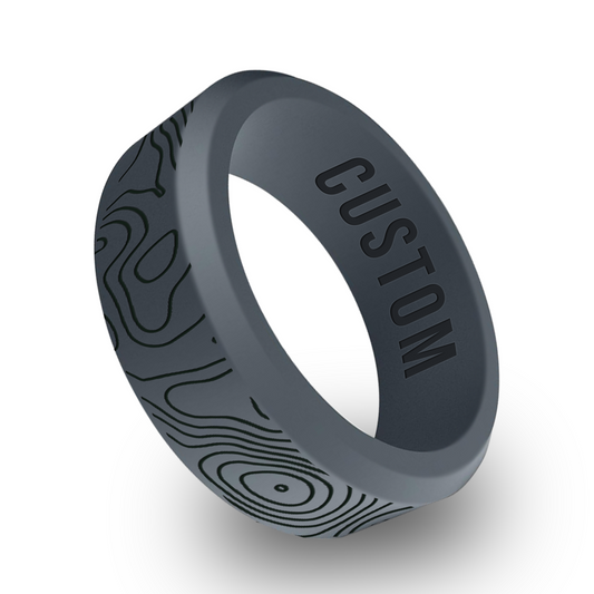 Topographic Map Personalized Silicone Beveled Ring