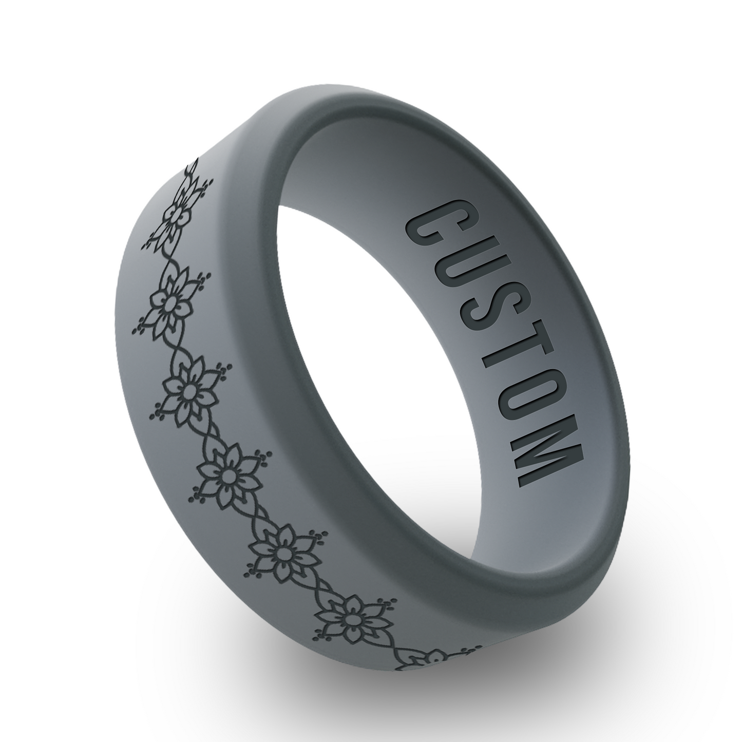 Lotus Mandala Personalized Silicone Beveled Ring