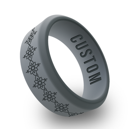 Lotus Mandala Personalized Silicone Beveled Ring