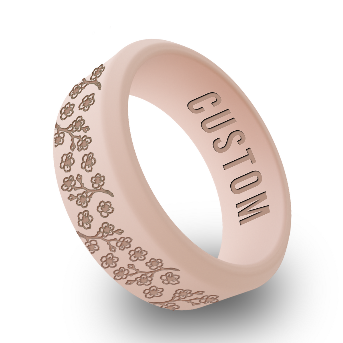 Cherry Blossom  Personalized Silicone Beveled Ring
