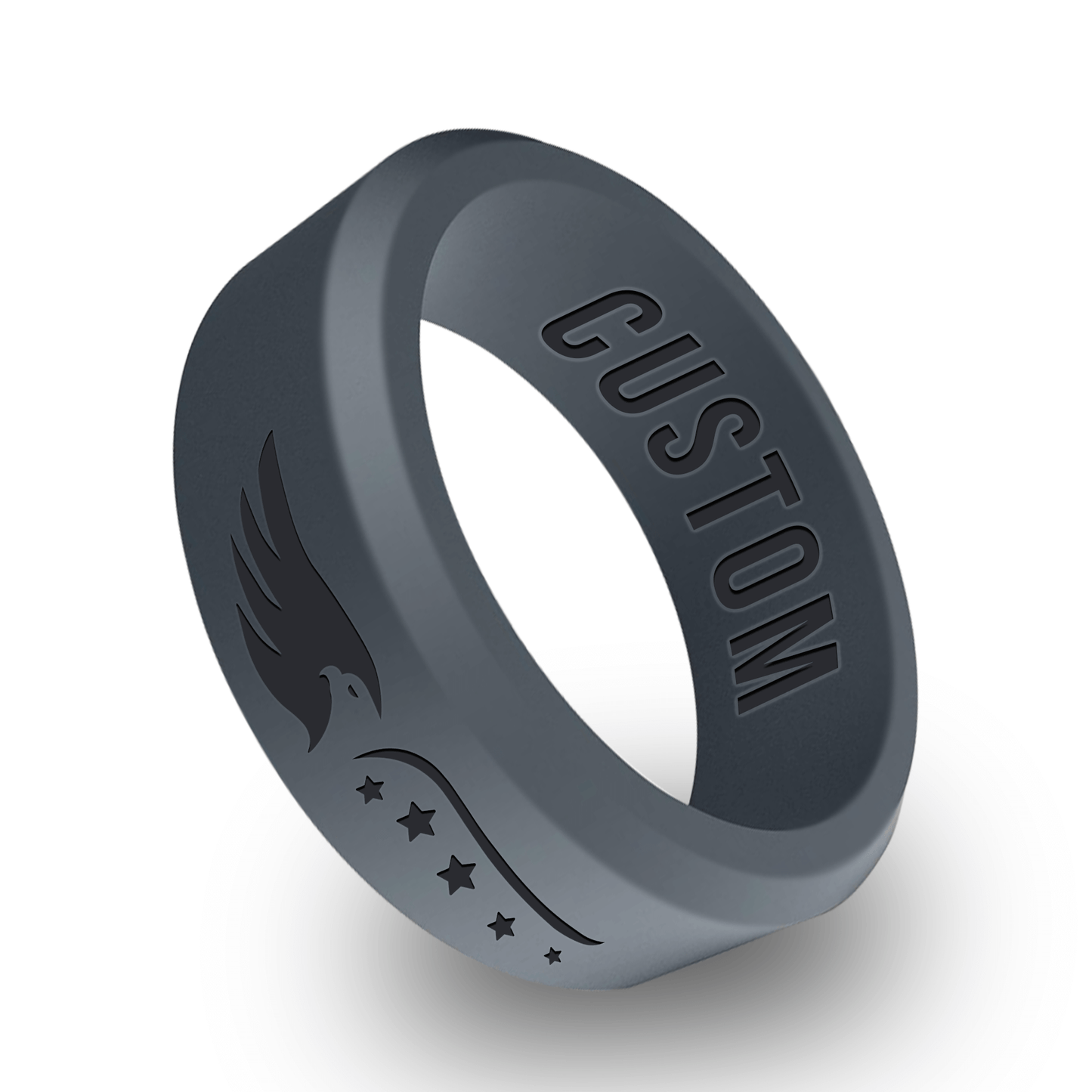 American Flag 1 Personalized Silicone Beveled Ring