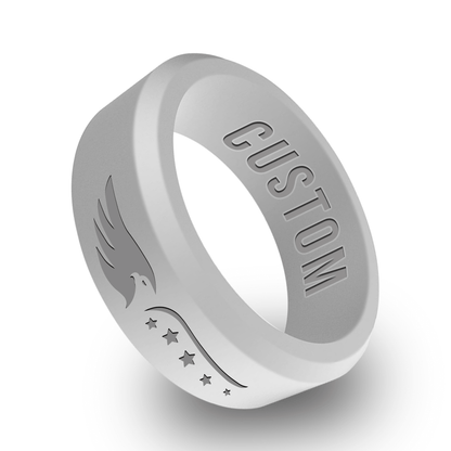American Flag 1 Personalized Silicone Beveled Ring