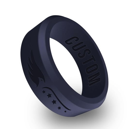 American Flag 1 Personalized Silicone Beveled Ring