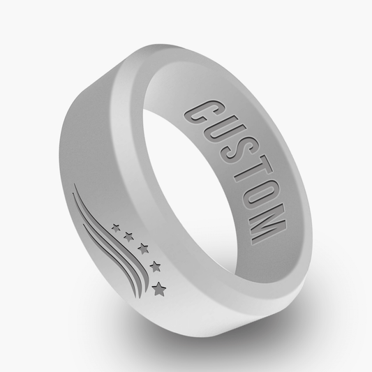 American Flag 2 Personalized Silicone Beveled Ring