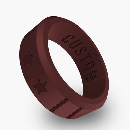 American Flag 3 Personalized Silicone Beveled Ring