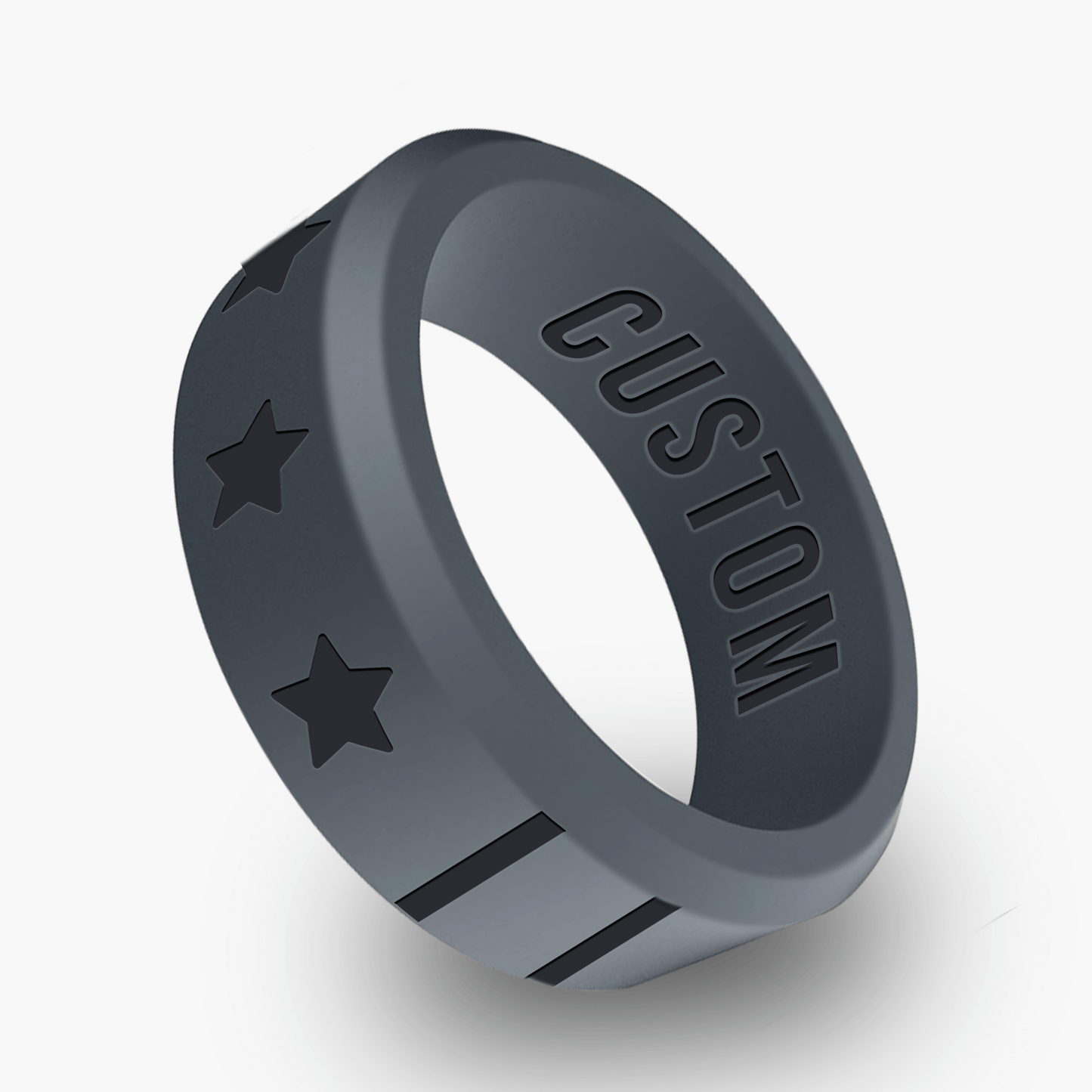 American Flag 3 Personalized Silicone Beveled Ring
