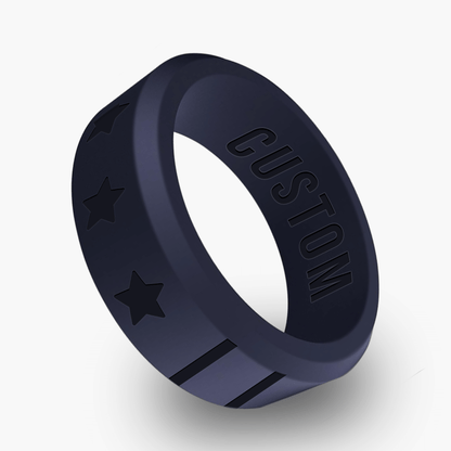 American Flag 3 Personalized Silicone Beveled Ring