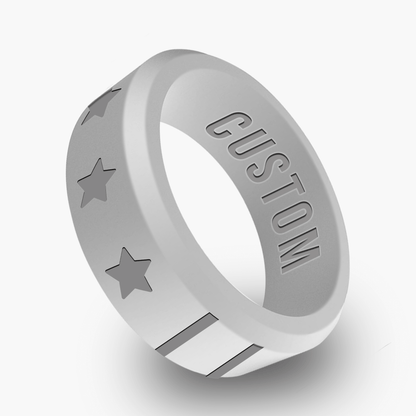 American Flag 3 Personalized Silicone Beveled Ring