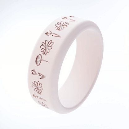Flower Nature Personalized Silicone Beveled Ring