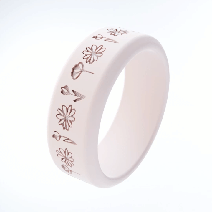 Flower Nature Personalized Silicone Beveled Ring