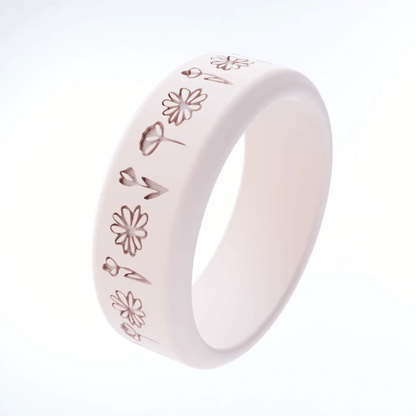 Flower Nature Personalized Silicone Beveled Ring