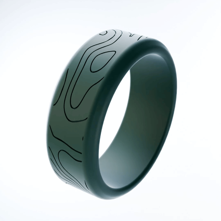 Topographic Map Personalized Silicone Beveled Ring